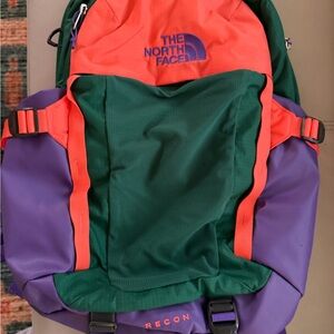 The North Face Men's Orange, Green, and Purple Backpack